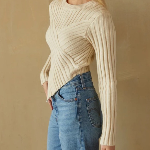 Altar'd State Blush Ribbed Knit Sweater - Picture 1 of 7